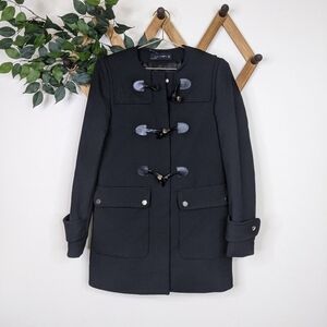 Zara Duffle Style Horn Toggle Black Pea Coat Jacket